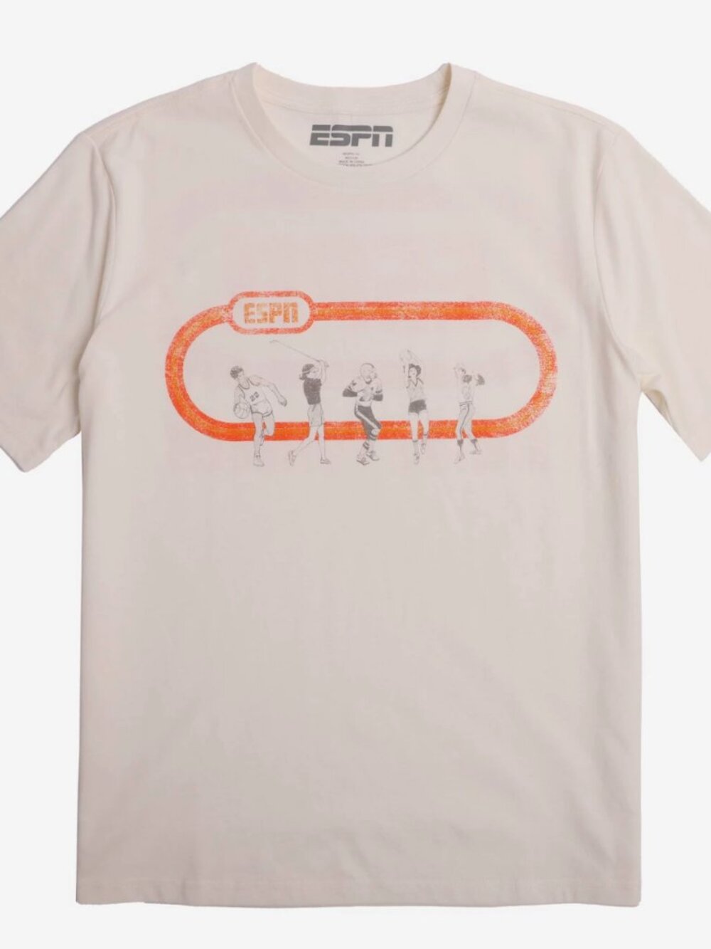 NEW Men's ESPN Short Sleeve Graphic Off-White Medium T-Shirt